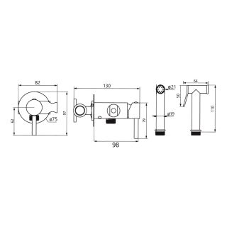 Гигиенический душ со смесителем Maretti Eleganza ENB30RV65, черный