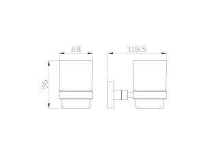 Два стакана для зубных щеток с держателем Wonzon & Woghand First WW-8428 хром