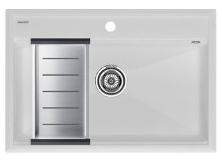 Комплект Paulmark: мойка Stepia 80 и коландер Advance PM117551-WH+A375-BS белый/брашированная нержавеющая сталь