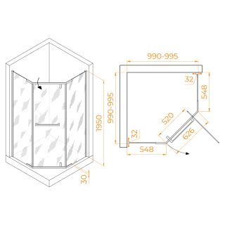 Душевой уголок RGW HO-081 350608100-21 100x100см хром