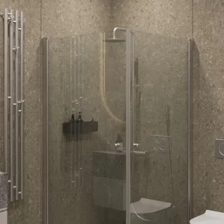 Душевой уголок на монопетле by Deonria U-80-79-6-T-HM 80x79см хром матовый/прозрачный