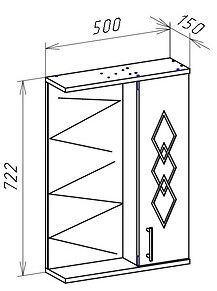 Зеркало-шкаф с подсветкой Bellezza Элеганс 50см левый бежевый 4618606522077