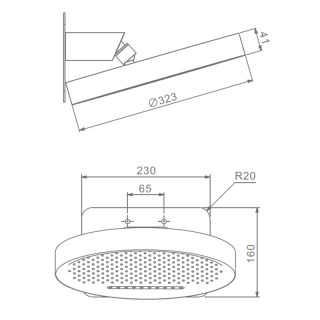 Верхний душ потолочный Raglo R452.02.03 33 см золотой сатин