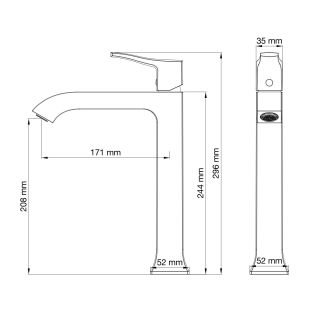 Смеситель для раковины Wonzon & Woghand Flex WW-88019072-BGM тёмный графит