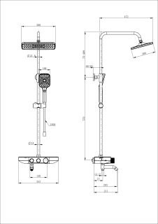Душевая стойка Wonzon & Woghand WW-B3099-A-MB с термостатом чёрный матовый