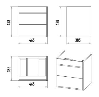 Подвесная тумба под раковину Misty Кедр 50см чёрный/орех