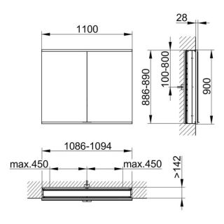 Зеркальный шкаф Keuco Royal Modular 800210111100300 110 см