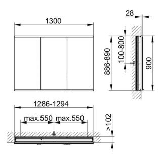 Зеркальный шкаф Keuco Royal Modular 800300131000300 130 см