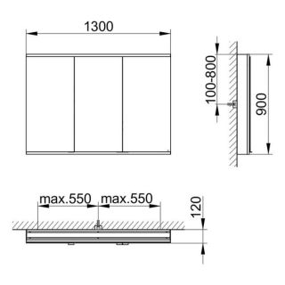 Зеркальный шкаф Keuco Royal Modular 800311131000000 130 см