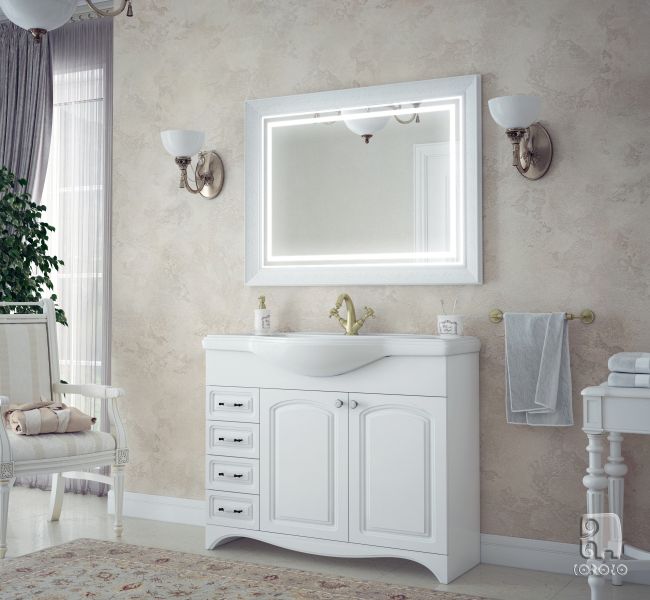 Зеркало Corozo Классика 105 см белый SD-00000862 с подсветкой