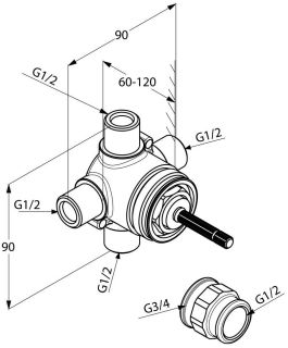 Переключатель на два потока Kludi Ambienta 29747