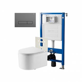 Комплект унитаза с инсталляцией Point Элемент PN48283GM с сиденьем Микролифт