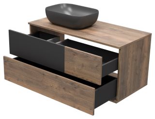 Подвесная тумба под раковину Misty Коломбо 100см левая дуб Галифакс/антрацит