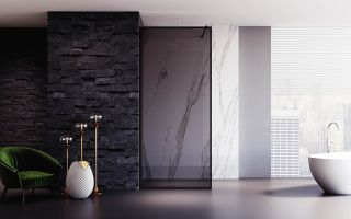 Душевая перегородка Veconi Korato KR-81BT, 1200x2000, черный матовый, стекло тонированнное