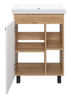 Напольная тумба под раковину Misty Крафт 60см белый/дуб крафт золотой