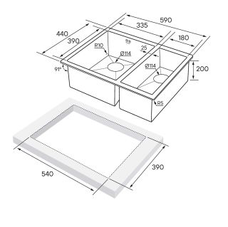 Мойка кухонная Paulmark Gerberg PM225944-BSL левая брашированная нержавеющая сталь