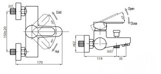 Смеситель для ванны и душа, хром Cezares LACONICO-C-VD-01