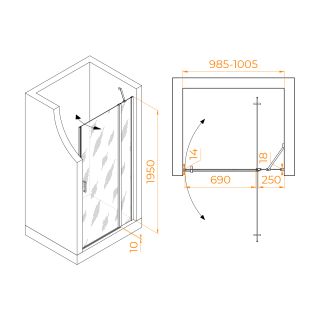Душевая дверь RGW LE-004Gr 351200410-110 100см серый