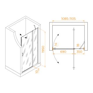 Душевая дверь RGW LE-004B 351200411-14 110см чёрный