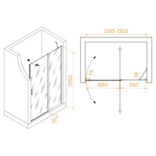 Душевая дверь RGW LE-004Gr 351200413-110 130см серый