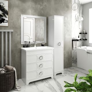 Напольный шкаф - пенал Misty Лейла 35см правый белый