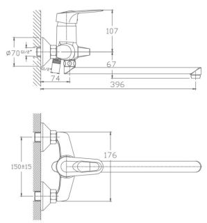 Смеситель для ванны Haiba HB2204 хром