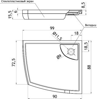Душевой поддон Aquanet IVA 183650 R 90x110 см