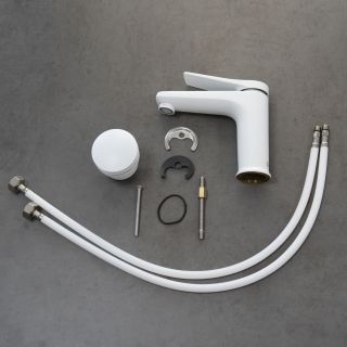 Смеситель для раковины Lemark Bronx LM3706MW с донным клапаном белый