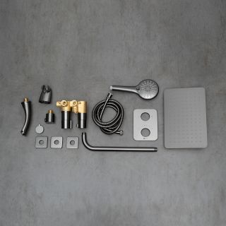 Душевой комплект Lemark Bronx LM3742GM с термостатом графит