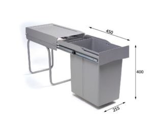 Система сортировки мусора Alveus ALBIO 1090334 20 1X21 L+0,5 L серый пластик
