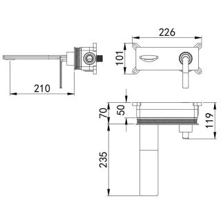 Встраиваемый смеситель для раковины Kohr MAI RUI 1LN550102DB чёрный
