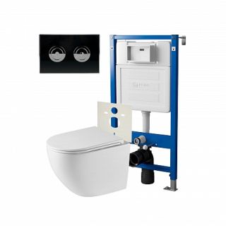 Комплект унитаза с инсталляцией Point Элемент PN48316BC с сиденьем Микролифт