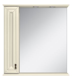 Зеркальный шкаф с подсветкой Misty Лувр 65см левый слоновая кость