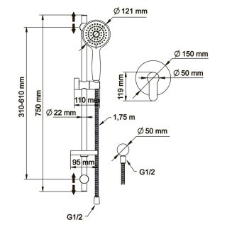 Душевой комплект Swedbe Platta 5528 хром