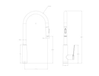 Смеситель для кухни Wonzon & Woghand WW-A20782-MB с выдвижным изливом чёрный матовый