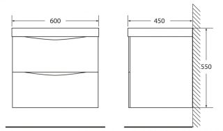 Тумба под раковину BelBagno подвесная 60x55см Bianco Lucido MARINO-600-2C-SO-BL-P