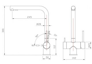 Смеситель для кухни Milacio Ultra MCU.558.SS под фильтр с краном для питьевой воды нержавеющая сталь