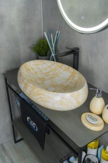 Накладная раковина Gid Mnc167 60см мрамор глянцевый Арт.54508