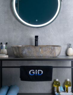 Раковина Gid Mnc346T 54471 накладная под камень глянцевая 61x41x14