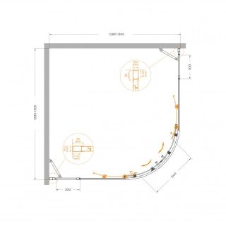 Душевой уголок CEZARES MOLVENO-R-22-100+30-C-GM-IV