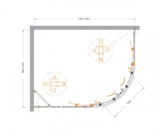 Душевой уголок CEZARES MOLVENO-RH-2-130/100-C-BORO-IV