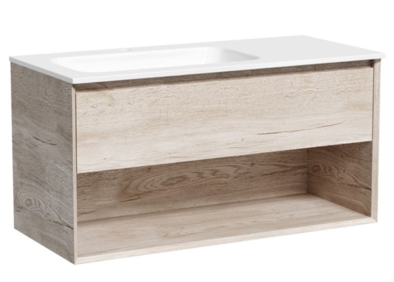 Подвесная тумба под раковину Sancos Marmi 1.0 MR1.0100LEG левая 99см дуб галифакс натуральный