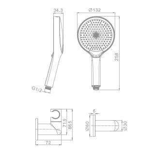 Лейка для душа с держателем и шлангом Raglo R476.43.03 золотой сатин
