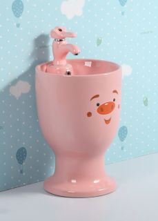 Раковина Gid Nb193-PK 69911 накладная с пъедесталом розовая 37x37x53