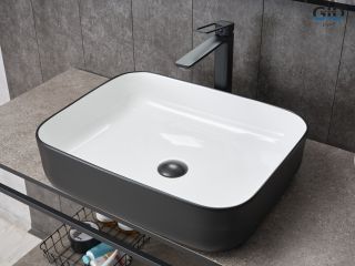 Раковина Gid Nc366 52205 накладная белая / черная 50x39x13