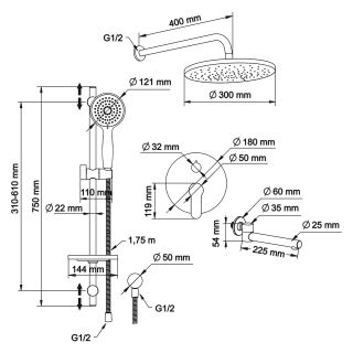Душевой комплект Swedbe Platta 5542 хром