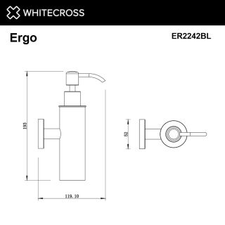Дозатор для жидкого мыла подвесной WHITECROSS Ergo ER2242BL чёрный матовый