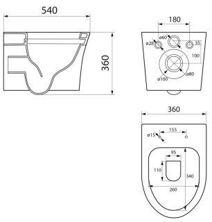 Подвесной унитаз Point Вега PN41711 безободковый белый