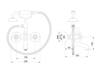 Смеситель для ванны с душем Wonzon & Woghand Retro WW-88639020-MB чёрный матовый