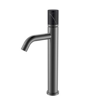 Смеситель для раковины Boheme Stick 122-GM-MR-B оружейная сталь/чёрный мрамор